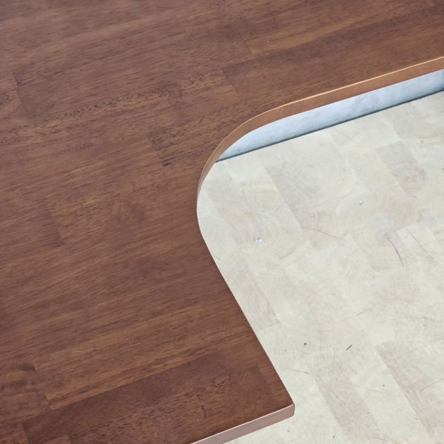 Bàn làm việc góc L 120x90x75cm gỗ cao su hệ Rectang HBRT156