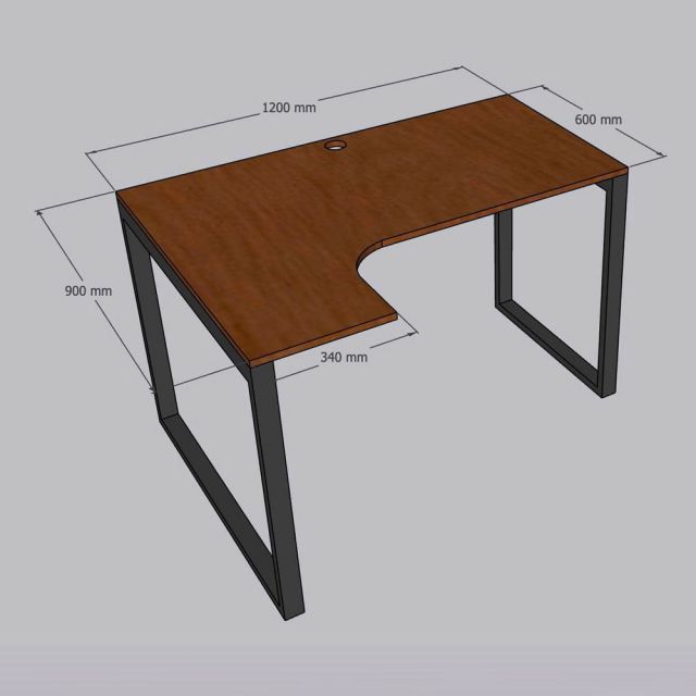 Bàn làm việc góc L 120x90x75cm gỗ cao su hệ Rectang HBRT156