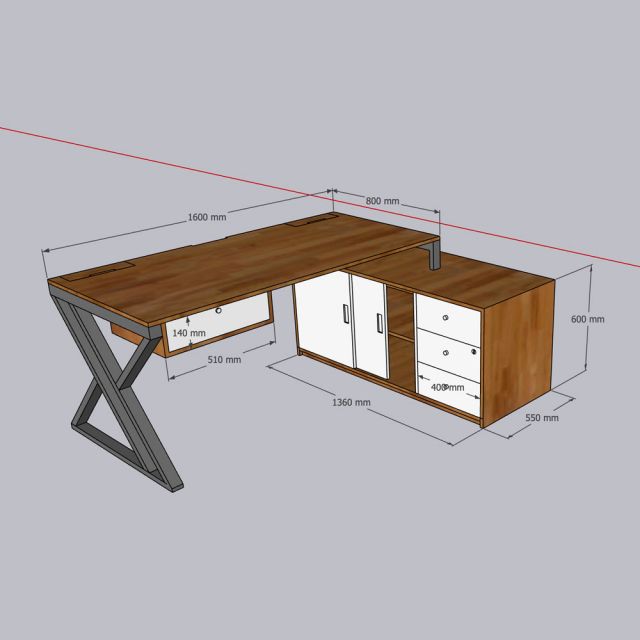 Bàn gác tủ 160x80cm gỗ cao su chân chữ X HBXC078