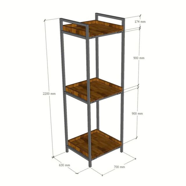 Kệ máy giặt 70x63x220cm gỗ plywood chân sắt KMG68041