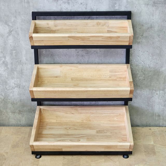Kệ trang trí 3 tầng 50x35x66cm gỗ cao su khung sắt KTT68125