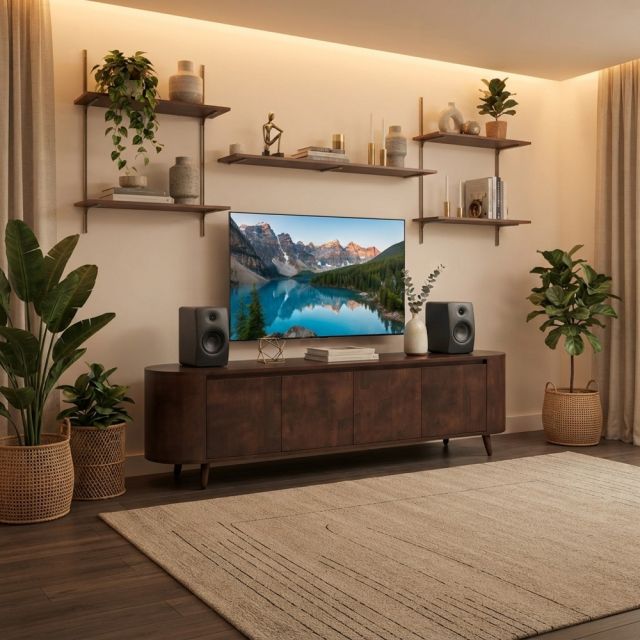 Kệ để tivi KINN2 200x40x50cm gỗ cao su KTV68151