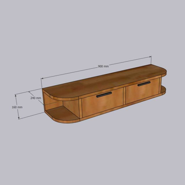 Kệ tivi treo tường 90x24x16cm gỗ cao su KTV68152