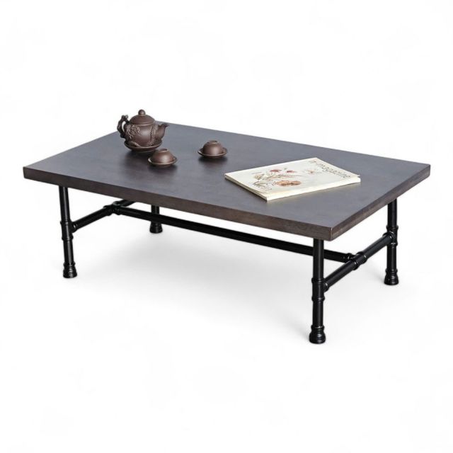 Bàn trà chữ nhật 100x60x35cm gỗ cao su chân ống nước TT68042 Bàn trà chữ nhật 100x60x35cm gỗ cao su chân ống nước TT68042