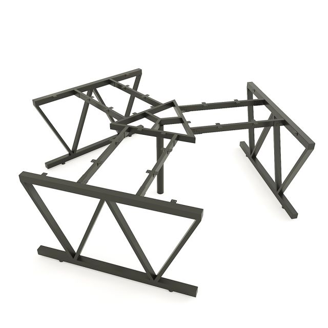 HBVC021 - Bàn cụm 3 người 240x208 VConcept chân sắt lắp ráp
