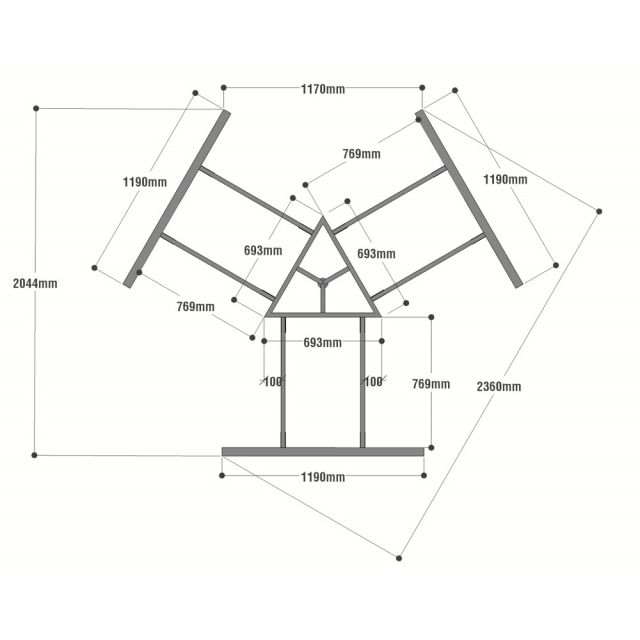 HCTC023 - Chân bàn cụm 3 hệ Trapeze Concept 236x205cm lắp ráp