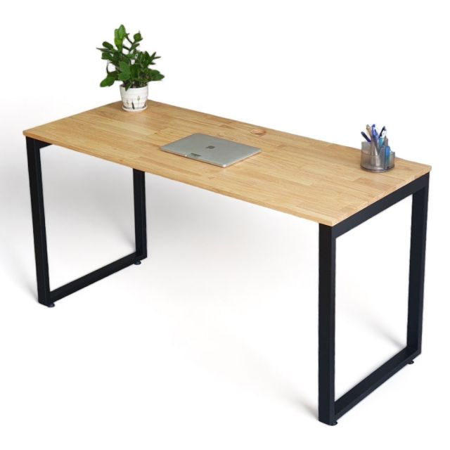 Bàn làm việc 140x60cm gỗ cao su chân sắt hệ Rectang lắp ráp HBRT003 Bàn làm việc 140x60cm gỗ cao su chân sắt hệ Rectang lắp ráp HBRT003