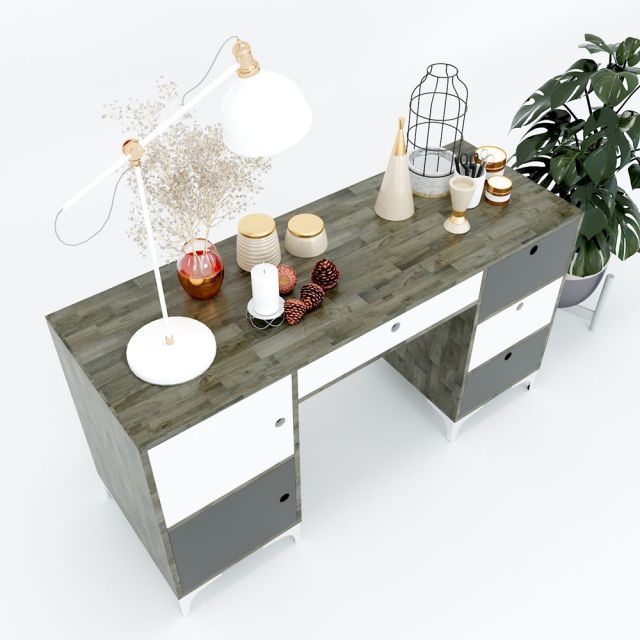 Bàn làm việc liền chân tủ hai bên 140x50cm gỗ cao su BD68047 Bàn làm việc liền chân tủ hai bên 140x50cm gỗ cao su BD68047