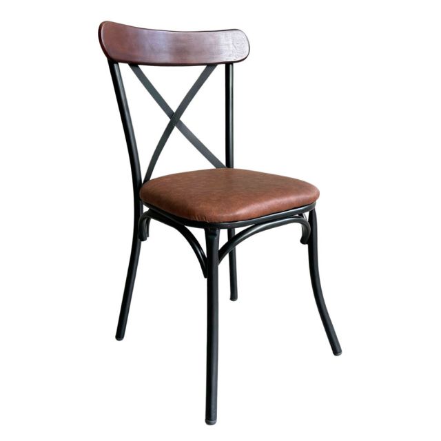GSK002- Ghế cafe, ghế ăn khung sắt gỗ đít nệm màu nâu GSK002- Ghế cafe, ghế ăn khung sắt gỗ đít nệm màu nâu