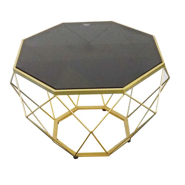 Bàn Sofa Dimond khung màu vàng đồng mặt kính đen TT68051 Bàn Sofa Dimond khung màu vàng đồng mặt kính đen TT68051