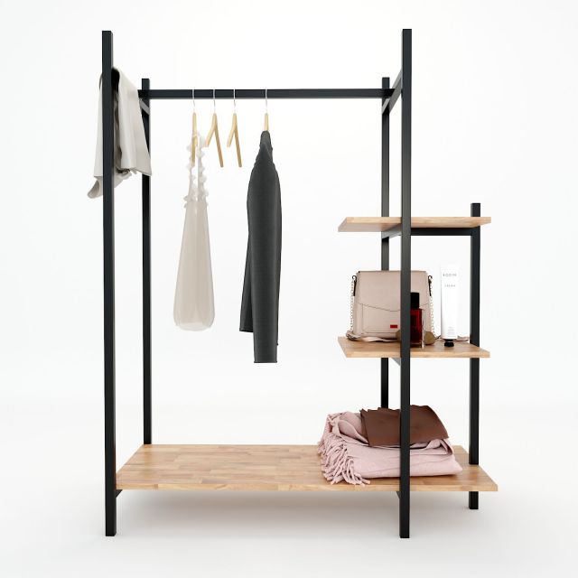 Kệ treo quần áo 110x50x140cm gỗ cao su khung sắt KQA68029 Kệ treo quần áo 110x50x140cm gỗ cao su khung sắt KQA68029