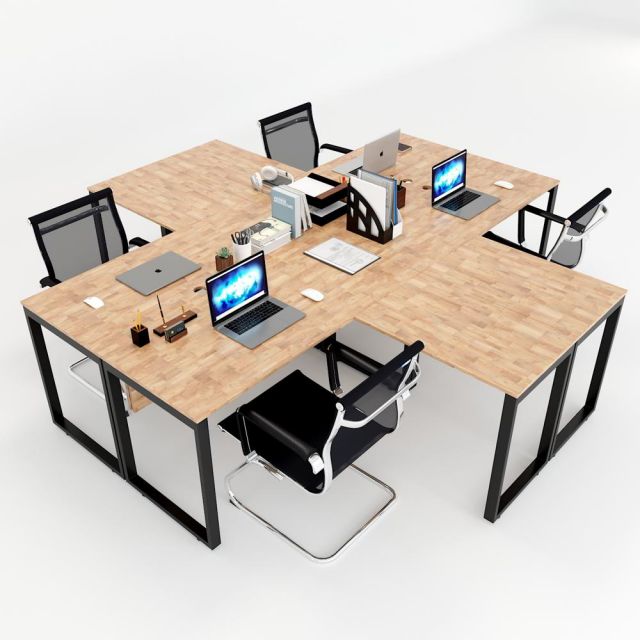 Bàn cụm 4 góc chữ L nối tiếp Rectang Concept Bàn cụm 4 góc chữ L nối tiếp Rectang Concept