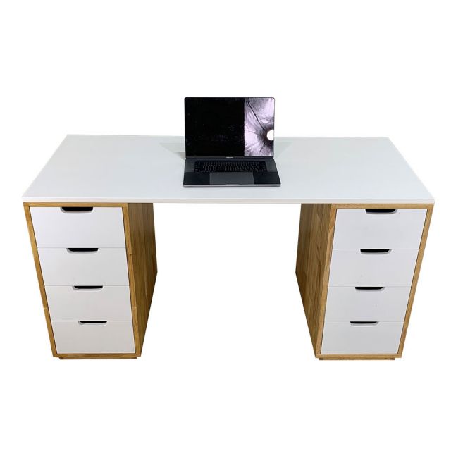 Bàn làm việc liền chân chủ hai bên 140x60cm gỗ cao su BD68050