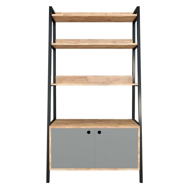 Kệ trang trí hình thang có tủ 85x45x160cm gỗ cao su KKS004