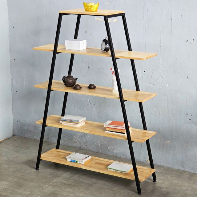 Kệ khung sắt chữ A 5 tầng gỗ cao su (120x35x160cm)