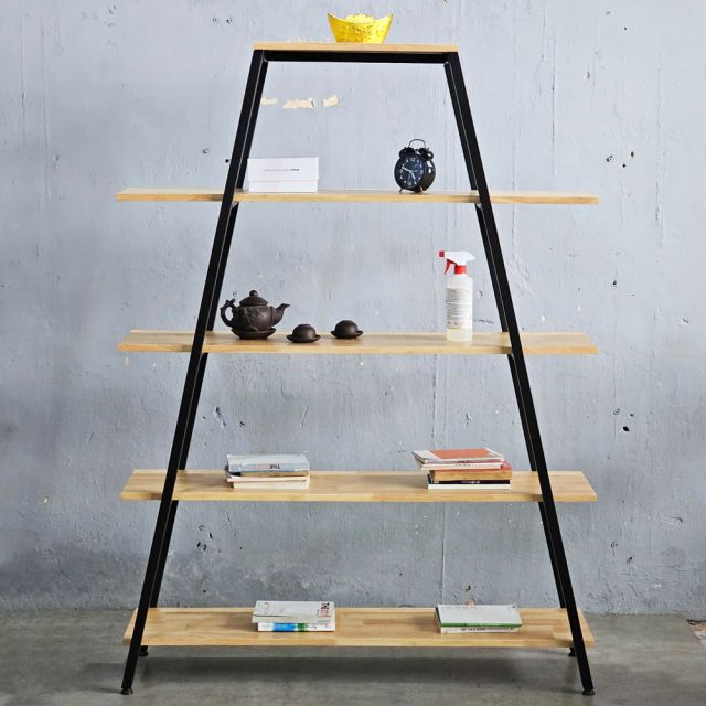 Kệ khung sắt chữ A 5 tầng gỗ cao su (120x35x160cm)