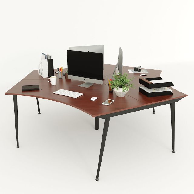 Bàn cụm 3 người 240x208cm chân Cone HBCO043 Bàn cụm 3 người 240x208cm chân Cone HBCO043