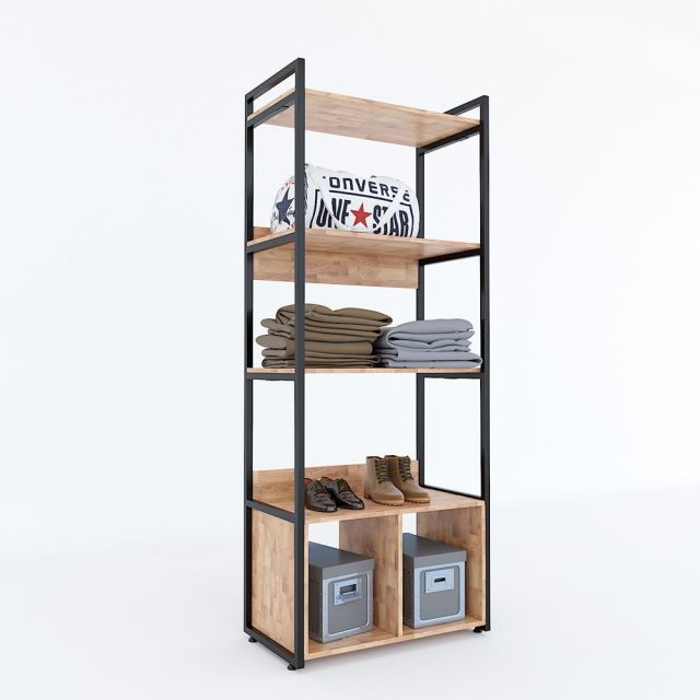 Kệ quần áo VEGA có hộc tủ 80x45x200cm gỗ cao su khung sắt KQA68038 Kệ quần áo VEGA có hộc tủ 80x45x200cm gỗ cao su khung sắt KQA68038