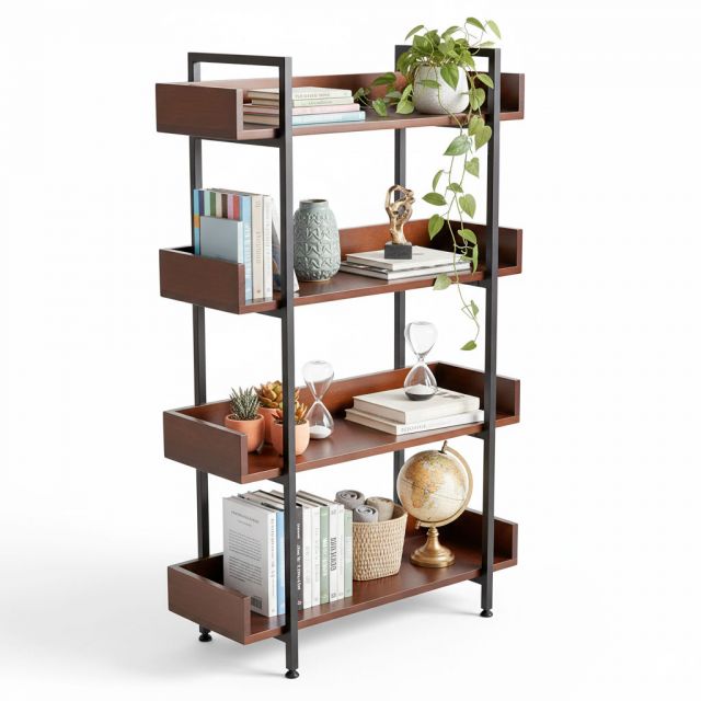 KS68070 - Kệ trang trí VERNON 4 tầng gỗ kết hợp khung sắt