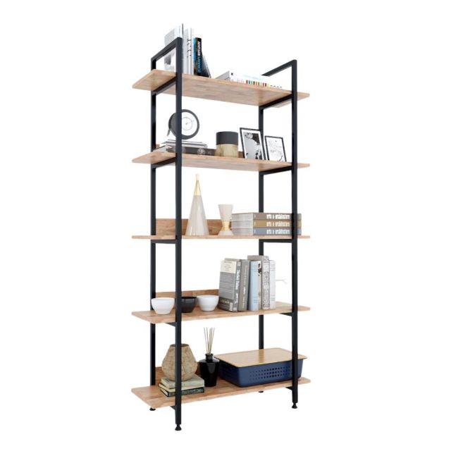 Kệ khung sắt VASEN 5 tầng 80x32x161cm gỗ cao su KS68083 Kệ khung sắt VASEN 5 tầng 80x32x161cm gỗ cao su KS68083