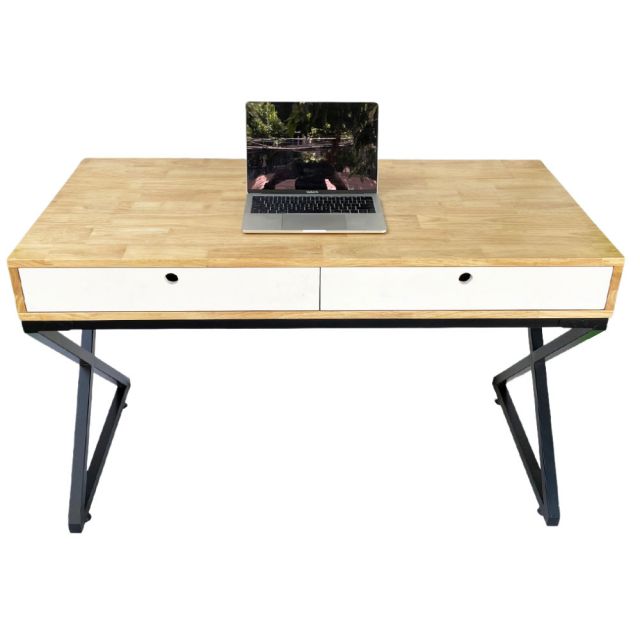 Bàn làm việc UBAN 2 hộc kéo 120x60cm gỗ cao su chân chữ X BD68054 Bàn làm việc UBAN 2 hộc kéo 120x60cm gỗ cao su chân chữ X BD68054