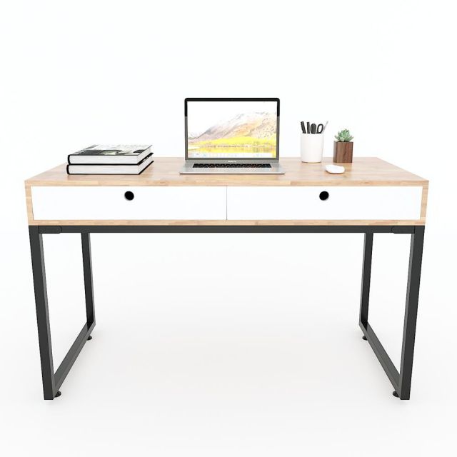 Bàn làm việc UBAN II có ngăn kéo 120x60cm gỗ cao su chân sắt lắp ráp BD68053 Bàn làm việc UBAN II có ngăn kéo 120x60cm gỗ cao su chân sắt lắp ráp BD68053