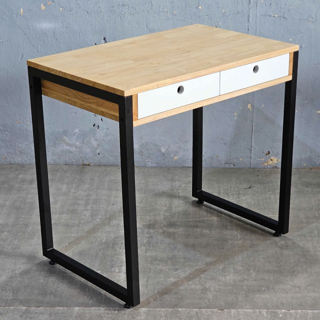 BD68062 - Bàn học mini 2 ngăn kéo chân sắt vuông 80x50x75(cm)