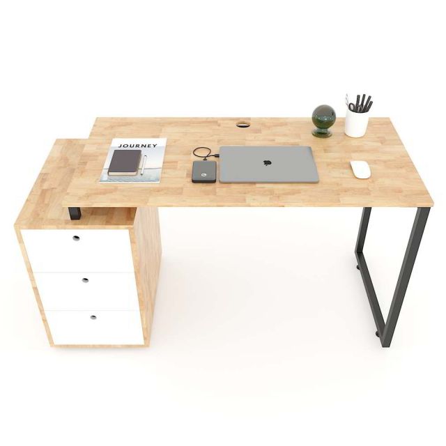 Bàn làm việc liền chân tủ 1 bên 138x60cm gỗ cao su BD68065 Bàn làm việc liền chân tủ 1 bên 138x60cm gỗ cao su BD68065