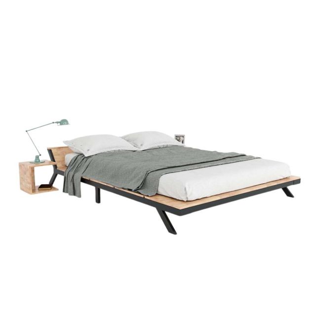 Giường ngủ gỗ cao su khung sắt lắp ráp GN68021 Giường ngủ gỗ cao su khung sắt lắp ráp GN68021