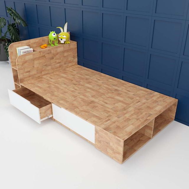 Giường ngủ có hộc kéo gỗ cao su tự nhiên GN68026 Giường ngủ có hộc kéo gỗ cao su tự nhiên GN68026