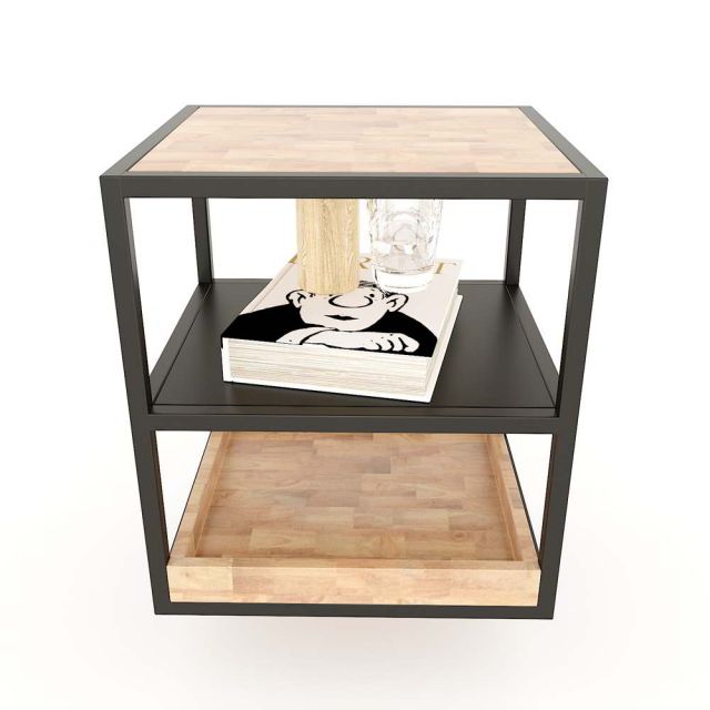 Kệ để đầu giường 3 tầng gỗ cao su khung sắt TDG68031