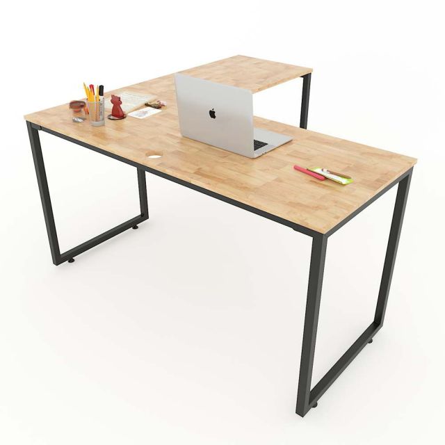 Bàn góc L 140x140cm chân sắt chữ nhật lắp ráp Bàn góc L 140x140cm chân sắt chữ nhật lắp ráp