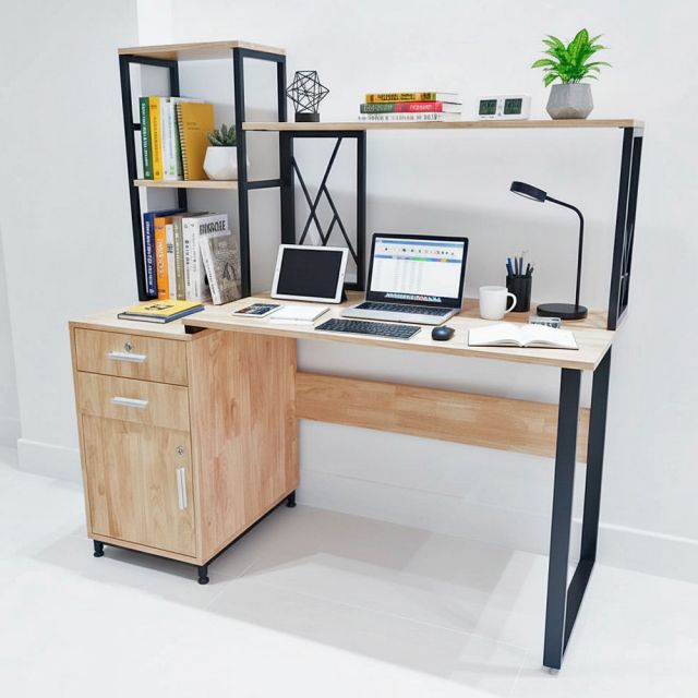 Bàn làm việc chân tủ kết hợp kệ BD68068 Bàn làm việc chân tủ kết hợp kệ BD68068