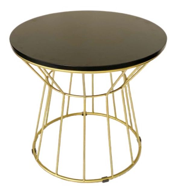 Bàn sofa tròn 60x60x55cm gỗ cao su khung sắt màu vàng đồng TT68100 Bàn sofa tròn 60x60x55cm gỗ cao su khung sắt màu vàng đồng TT68100