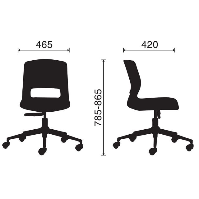 Kích thước ghế chân xoay lưng nhựa viền trắng