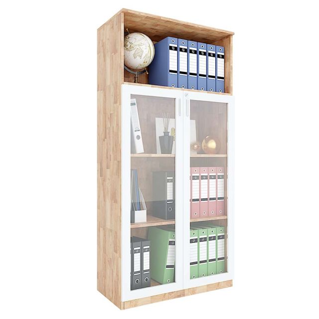 Tủ hồ sơ cửa kính có khóa 4 tầng gỗ cao su THS68041 Tủ hồ sơ cửa kính có khóa 4 tầng gỗ cao su THS68041