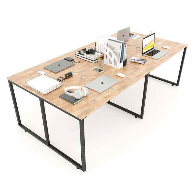 Bàn cụm 4 người 240x120cm gỗ cao su hệ Minimal chân lắp ráp HBMN012 Bàn cụm 4 người 240x120cm gỗ cao su hệ Minimal chân lắp ráp HBMN012