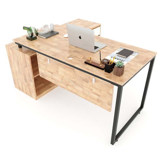 Bàn giám đốc 160x140cm gỗ cao su hệ Minimal HBMN020 Bàn giám đốc 160x140cm gỗ cao su hệ Minimal HBMN020