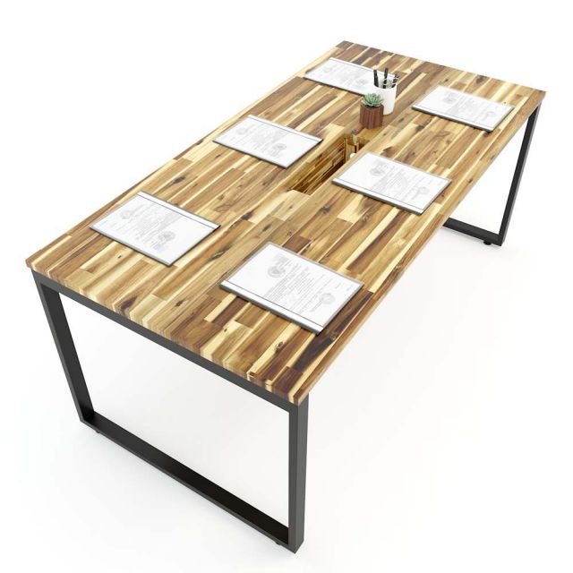 Bàn họp gỗ tràm 90x180cm chân sắt lắp ráp hệ Wooden HBWD008 Bàn họp gỗ tràm 90x180cm chân sắt lắp ráp hệ Wooden HBWD008