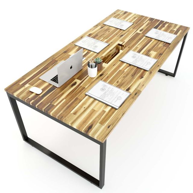 Bàn họp gỗ tràm 100x200cm chân sắt lắp ráp hệ Wooden HBWD009 Bàn họp gỗ tràm 100x200cm chân sắt lắp ráp hệ Wooden HBWD009