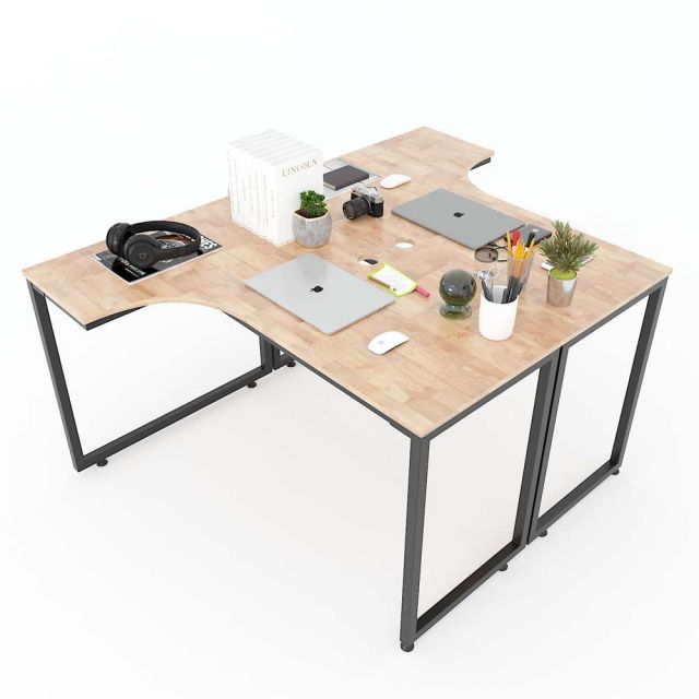 Bàn cụm 2 người 120x140cm gỗ cao su hệ Minimal chân sắt lắp ráp HBMN016 Bàn cụm 2 người 120x140cm gỗ cao su hệ Minimal chân sắt lắp ráp HBMN016