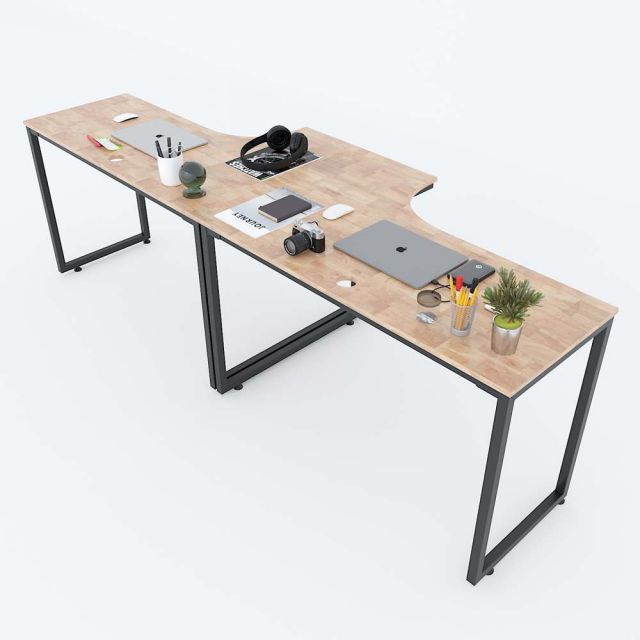 Bàn góc L cụm 2 người ngồi gỗ cao su chân sắt lắp ráp CD68014 Bàn góc L cụm 2 người ngồi gỗ cao su chân sắt lắp ráp CD68014