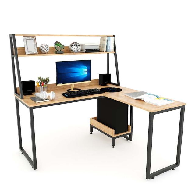Bàn vi tính chữ L kết hợp kệ sách 140x140x145cm COD68047 Bàn vi tính chữ L kết hợp kệ sách 140x140x145cm COD68047
