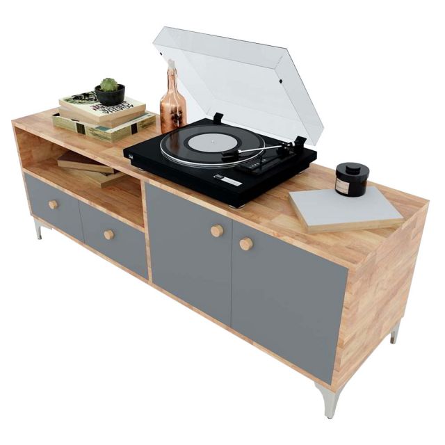 Kệ tivi phòng khách gỗ cao su 140x40x50cm KTV68054