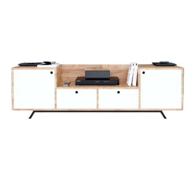 Kệ tivi phòng khách gỗ cao su chân sắt 160x36x48cm KTV68060