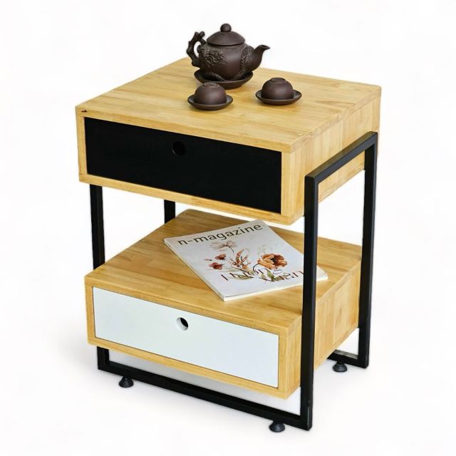Tủ đầu giường 2 ngăn kéo gỗ cao su 40x45x59cm TDG68033 Tủ đầu giường 2 ngăn kéo gỗ cao su 40x45x59cm TDG68033