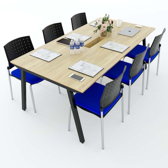 Bàn họp 200x100cm gỗ plywood hệ PLY chân sắt lắp ráp HBPL009 Bàn họp 200x100cm gỗ plywood hệ PLY chân sắt lắp ráp HBPL009