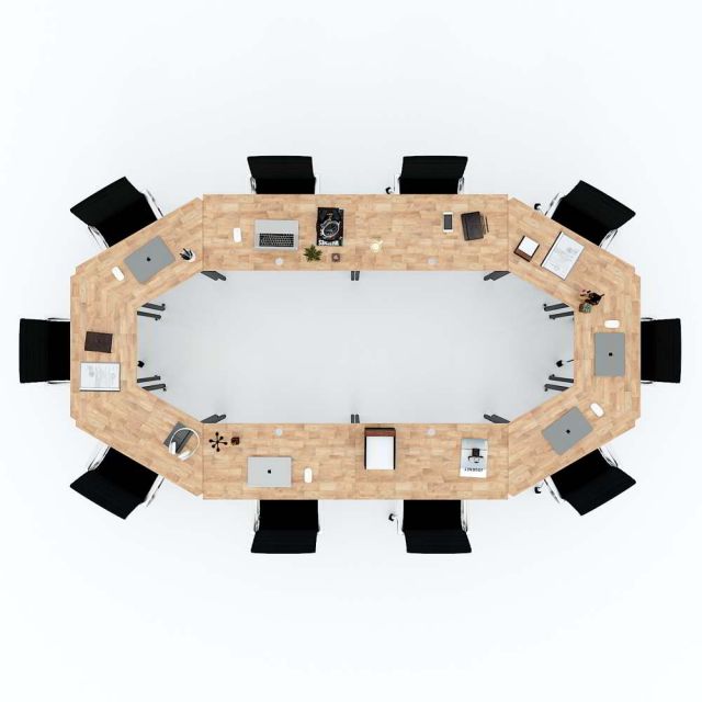 Module Bàn họp 10 chỗ ngồi gỗ cao su hệ Lego chân lắp ráp HBLG014