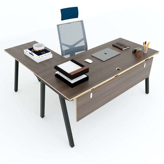 Bàn làm việc chữ L 160x150cm gỗ Plywood chân sắt lắp ráp HBPL017 Bàn làm việc chữ L 160x150cm gỗ Plywood chân sắt lắp ráp HBPL017