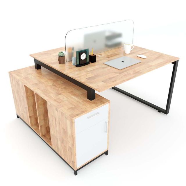 Bàn cụm 2 chân tủ 120x120cm gỗ cao su hệ Rectang chân lắp ráp HBRT032 Bàn cụm 2 chân tủ 120x120cm gỗ cao su hệ Rectang chân lắp ráp HBRT032